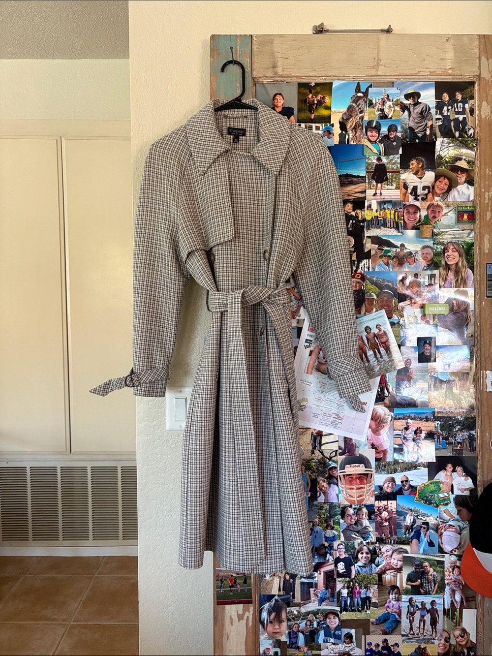 Topshop plaid trench coat.